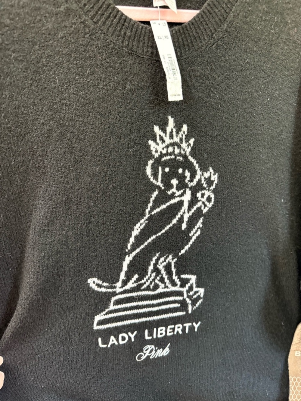 PINK- Black Lady Liberty- Dog Sweater- NEW